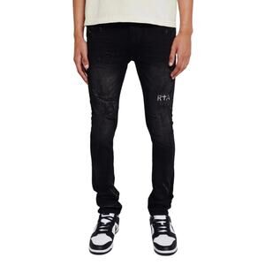 New RTA Oliver Stacked Worn Out Black Denim Jeans Size 30 (retail $265)